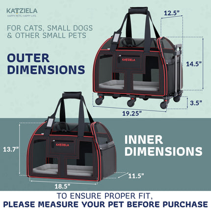 Luxury Lorry Pet Carrier with Removable Wheels and Telescopic Handle