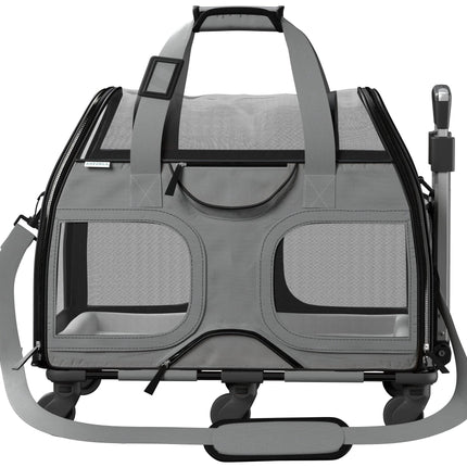 Luxury Rider Pet Carrier with Removable Wheels and Telescopic Handle