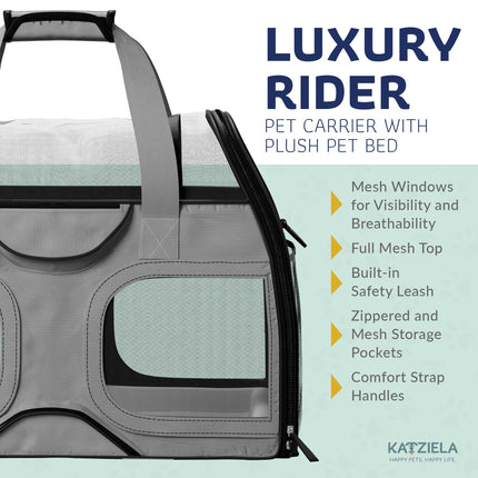 Luxury Rider Pet Carrier with Removable Wheels and Telescopic Handle