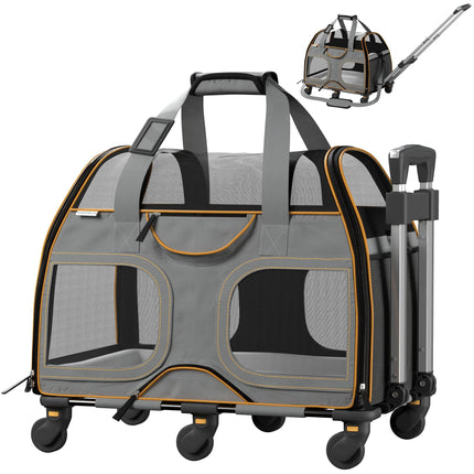 Luxury Rider Pet Carrier with Removable Wheels and Telescopic Handle