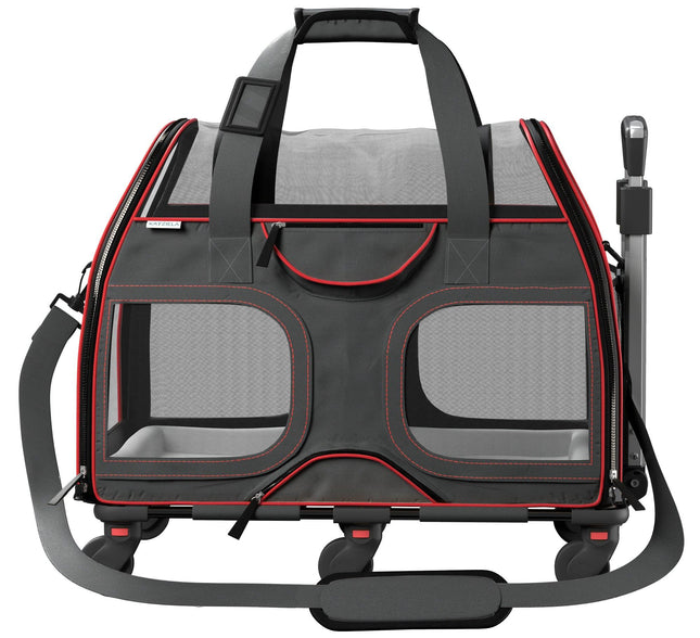 Luxury Rider Pet Carrier with Removable Wheels and Telescopic Handle