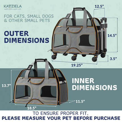 Luxury Rider Pet Carrier with Removable Wheels and Telescopic Handle