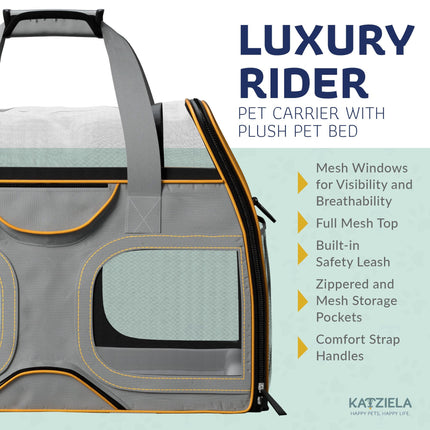 Luxury Rider Pet Carrier with Removable Wheels and Telescopic Handle