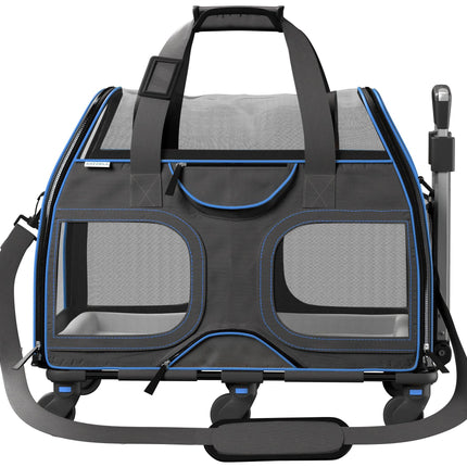 Luxury Rider Pet Carrier with Removable Wheels and Telescopic Handle