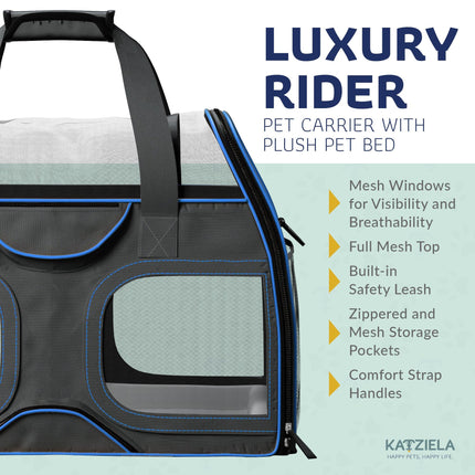 Luxury Rider Pet Carrier with Removable Wheels and Telescopic Handle