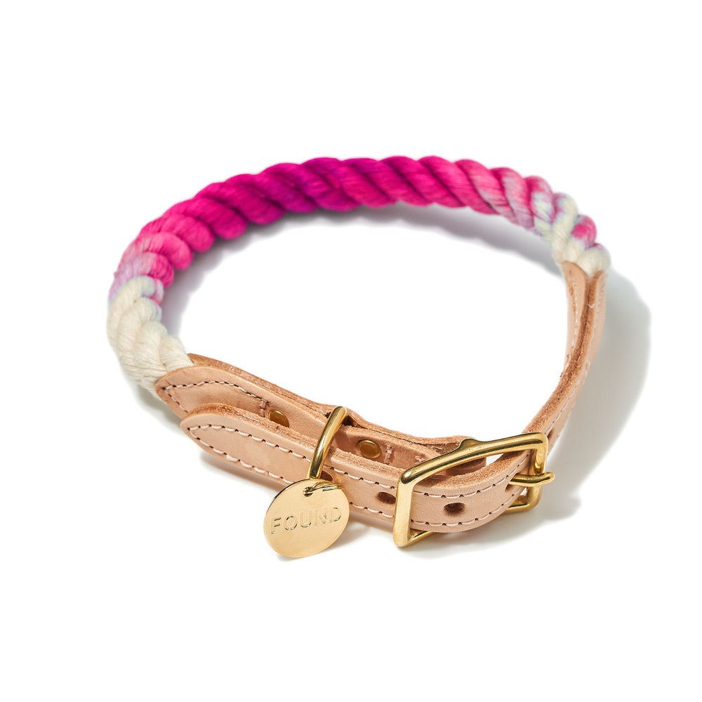 Magenta Ombre Cotton Rope Cat & Dog Collar