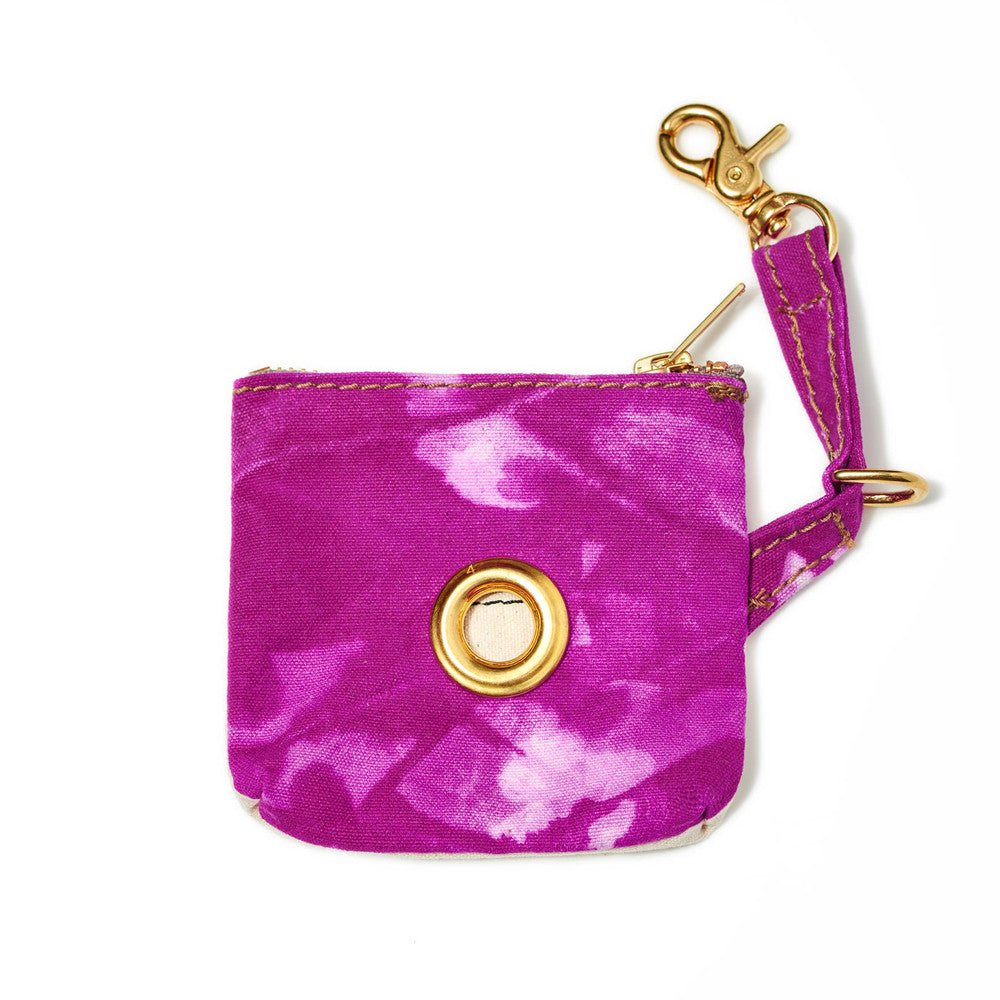 Magenta Tie Dye Canvas Poop Bag Pouch