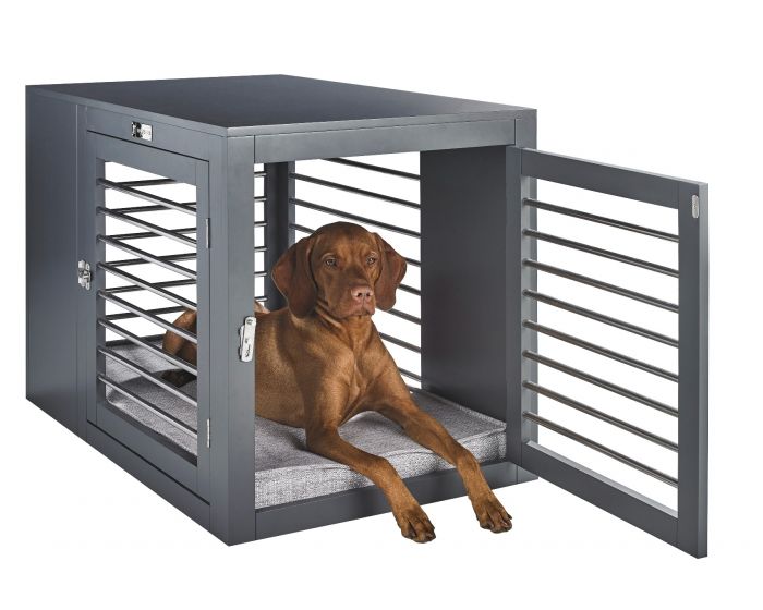 Moderno Dog Crate with Matching Feeder