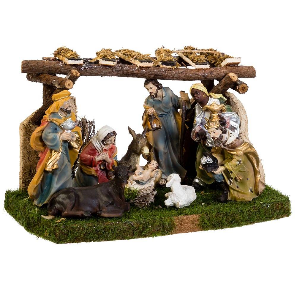 Kurt Adler Nativity Set with 9 Figures and Stable