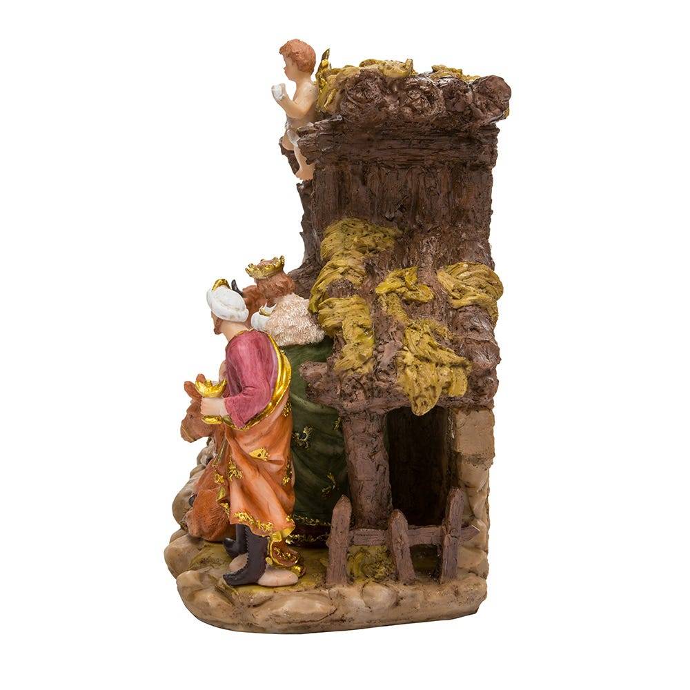 Kurt Adler Resin Nativity Set with Figures and Stable - 11-Piece Set