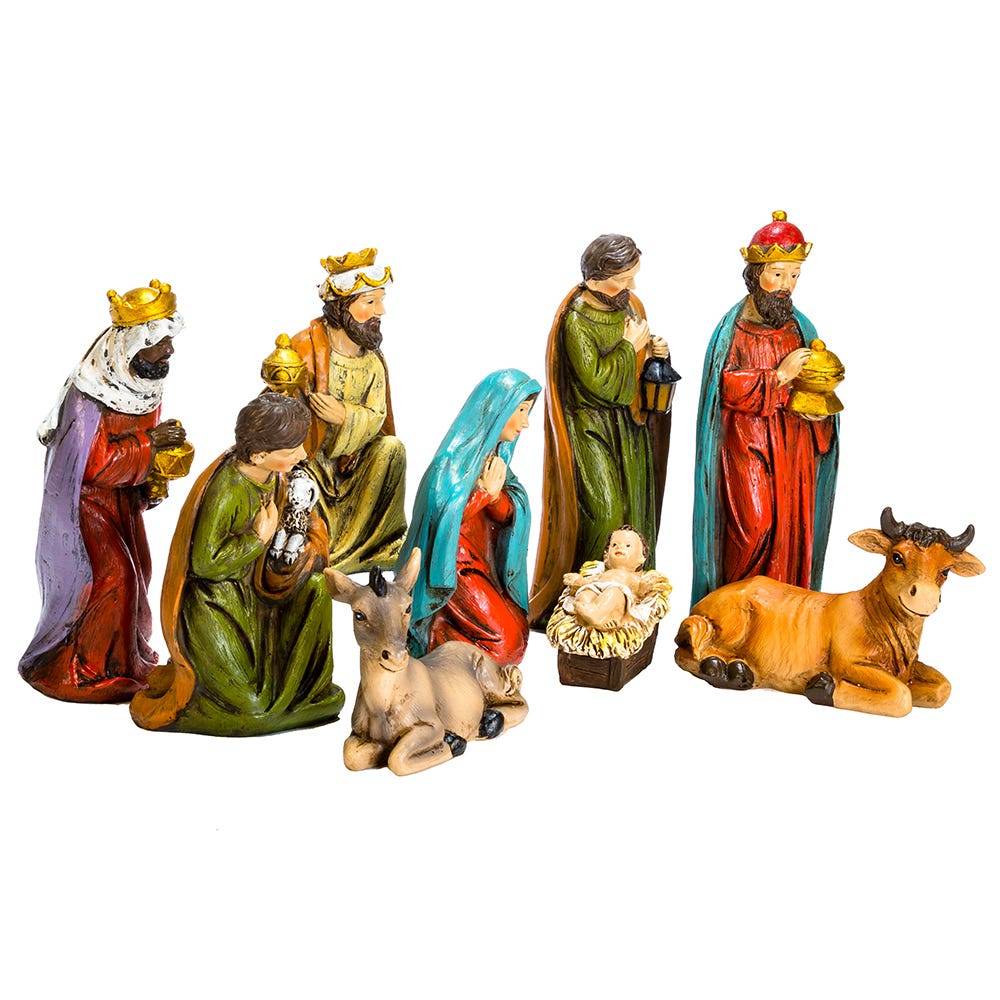 Kurt Adler 5-inch Resin Nativity, 9 Piece Set