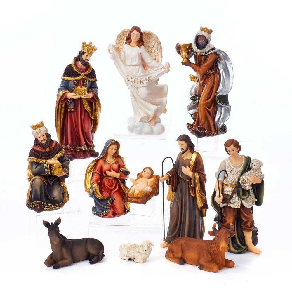 Kurt Adler 8.5-inch Nativity Table piece Set, 11 Pieces