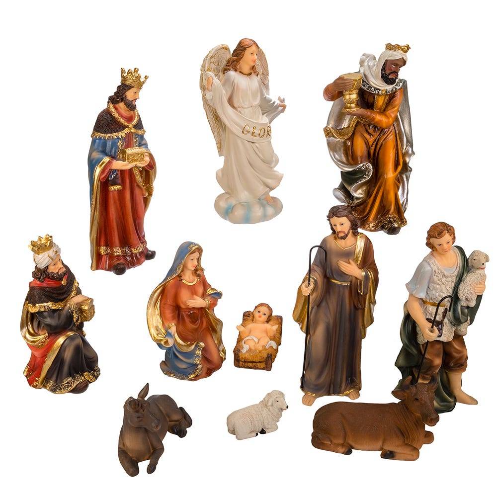 Kurt Adler 8.5-inch Nativity Table piece Set, 11 Pieces