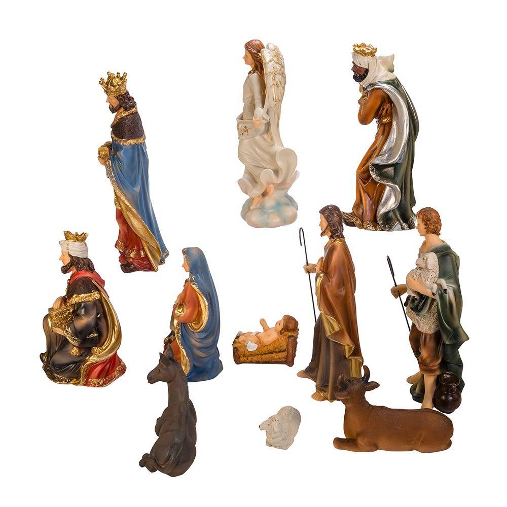 Kurt Adler 8.5-inch Nativity Table piece Set, 11 Pieces