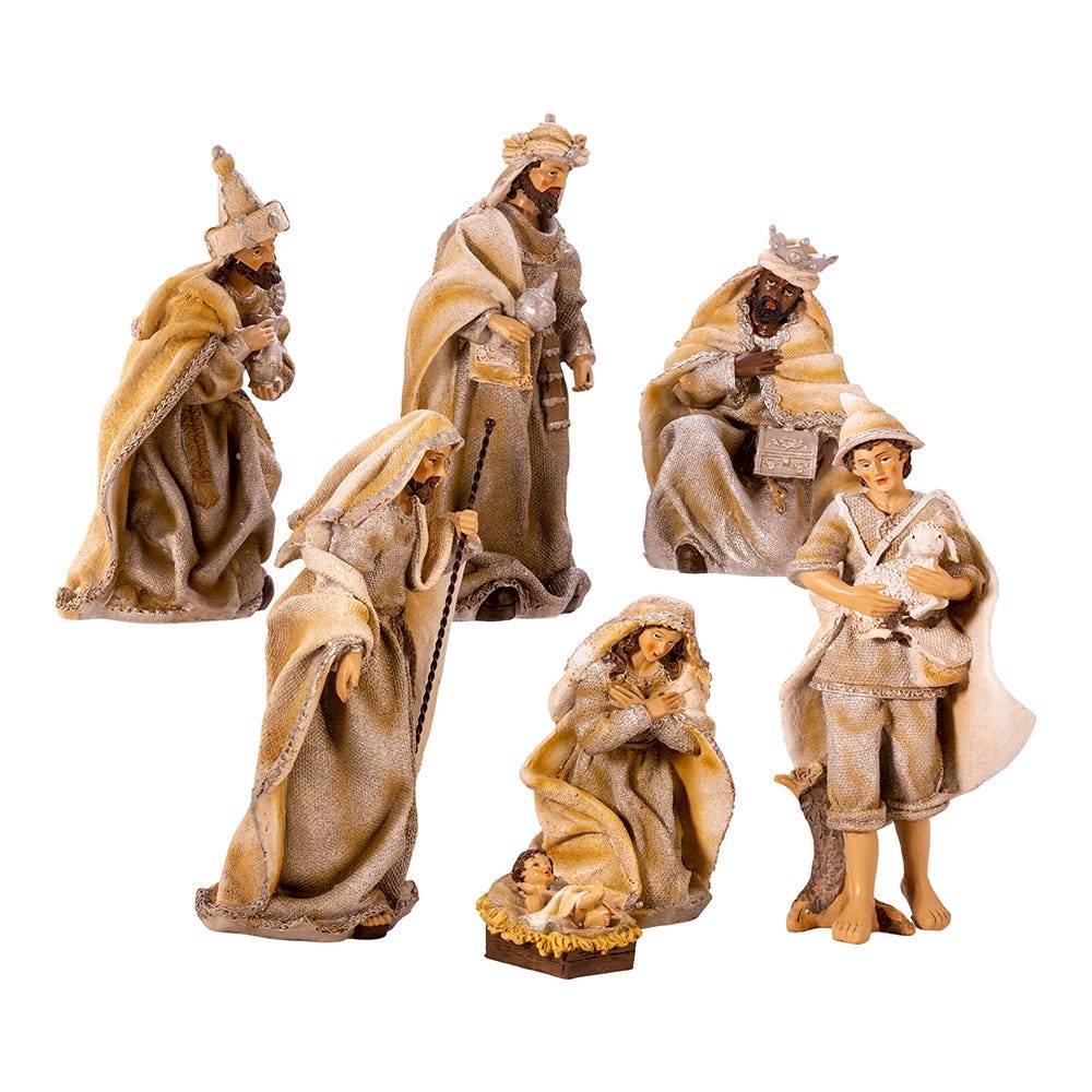 Kurt Adler 3-11.25-Inch Resin Nativity Table Piece Set, 7 Pieces