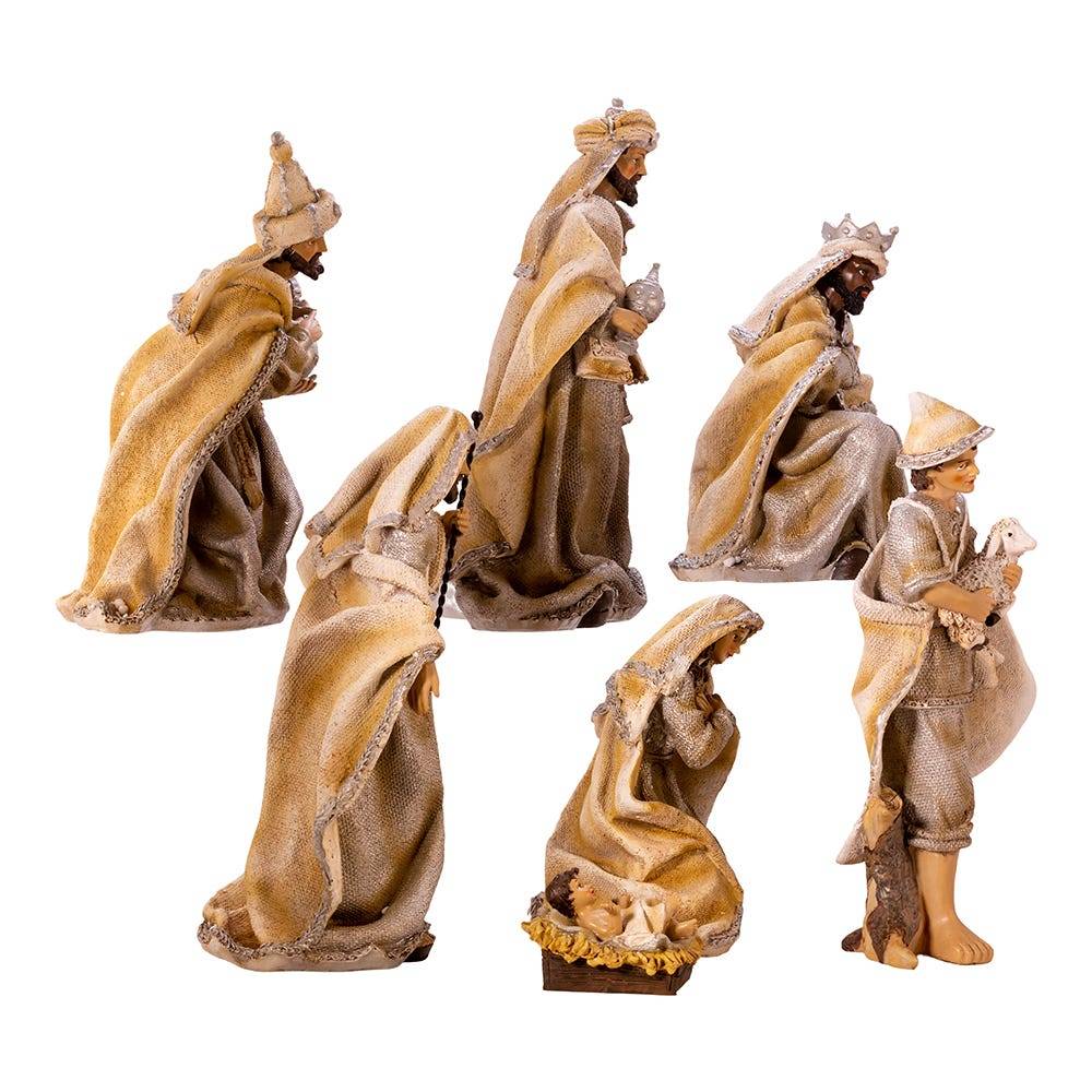 Kurt Adler 3-11.25-Inch Resin Nativity Table Piece Set, 7 Pieces