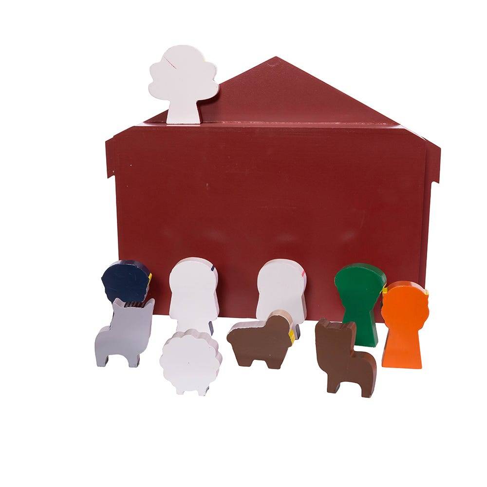 Kurt Adler 2-3-Inch Wooden Children's Nativity Set with Stable and 10 Figures