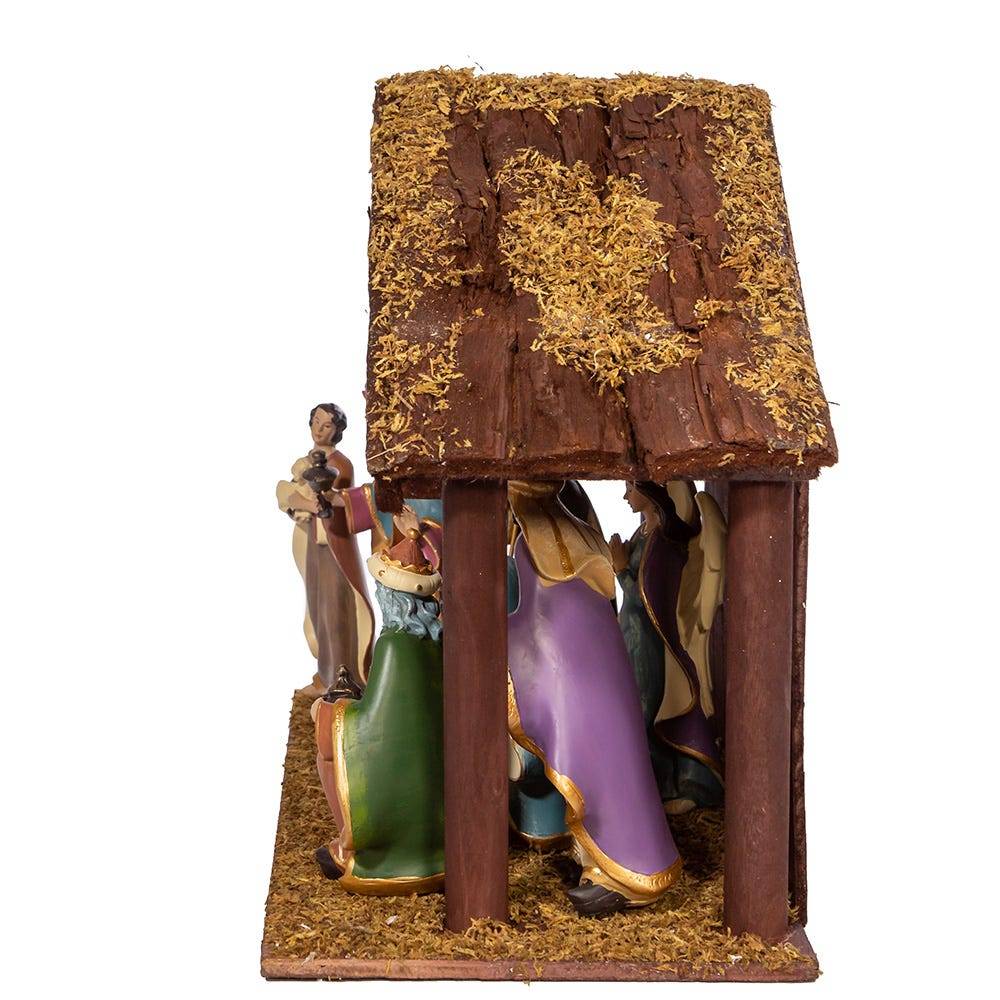 Kurt Adler 6.25-Inch Nativity Set with 11-Inch Stable, 8 Piece Set