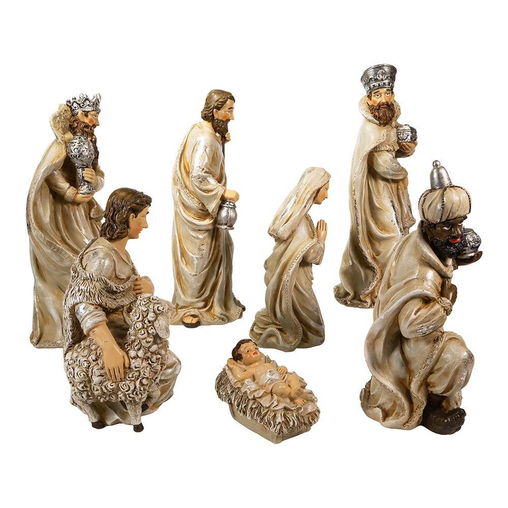 Kurt Adler 3-13-Inch Resin Nativity Table Piece, 7 Piece Set