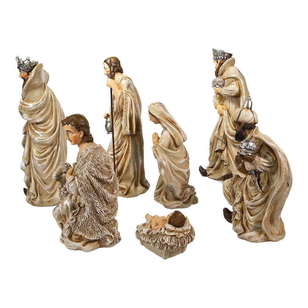 Kurt Adler 3-13-Inch Resin Nativity Table Piece, 7 Piece Set