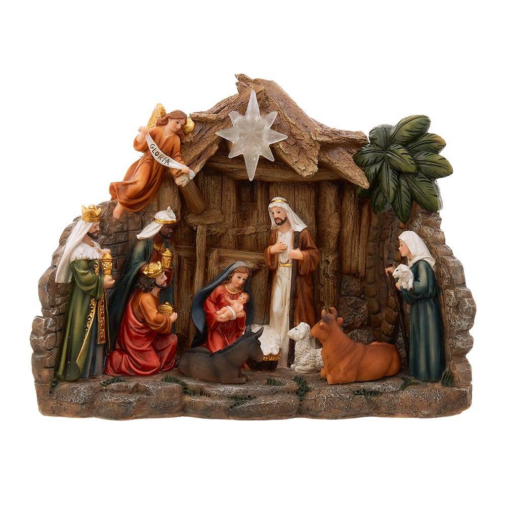 Kurt Adler 10.4-Inch Battery Operated Light-Up Nativity Table Piece