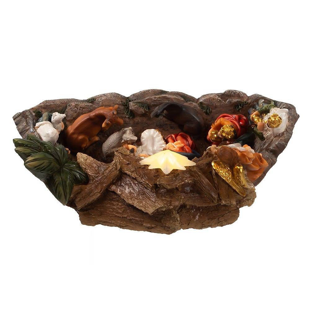 Kurt Adler 10.4-Inch Battery Operated Light-Up Nativity Table Piece