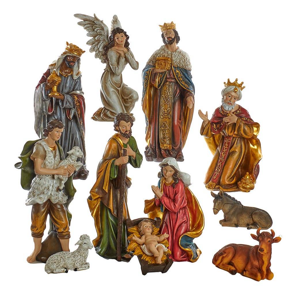 Kurt Adler 15-Inch Resin Nativity Table Piece Set Of 11 Pieces