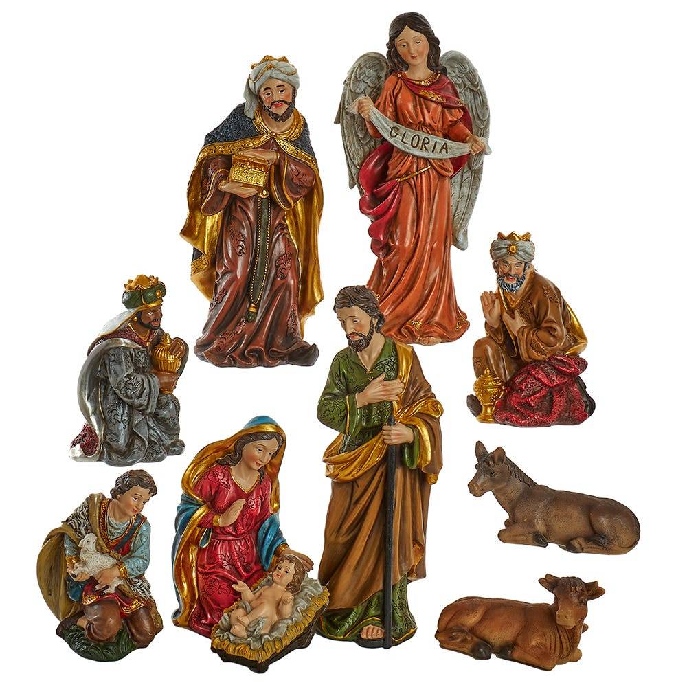 Kurt Adler 12.5-Inch Nativity Figurines Table Piece, 10-Piece Set