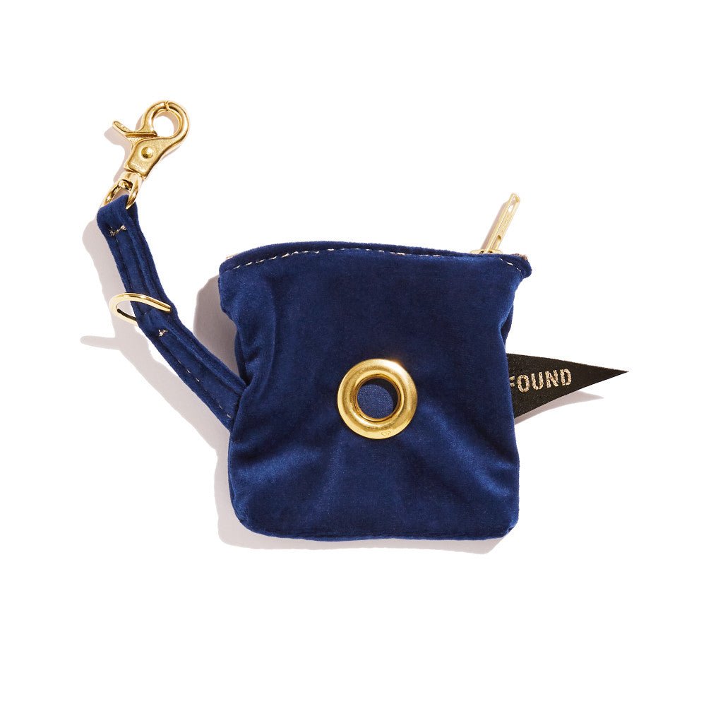 Navy Velvet Poop Bag Pouch