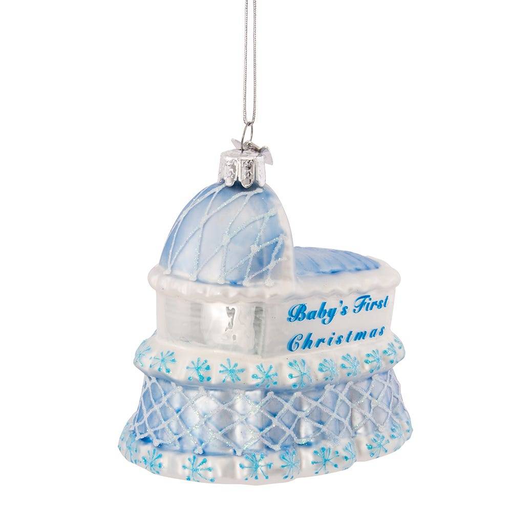 Kurt Adler Noble Gems Glass Baby Boy 4-Piece Ornament Set