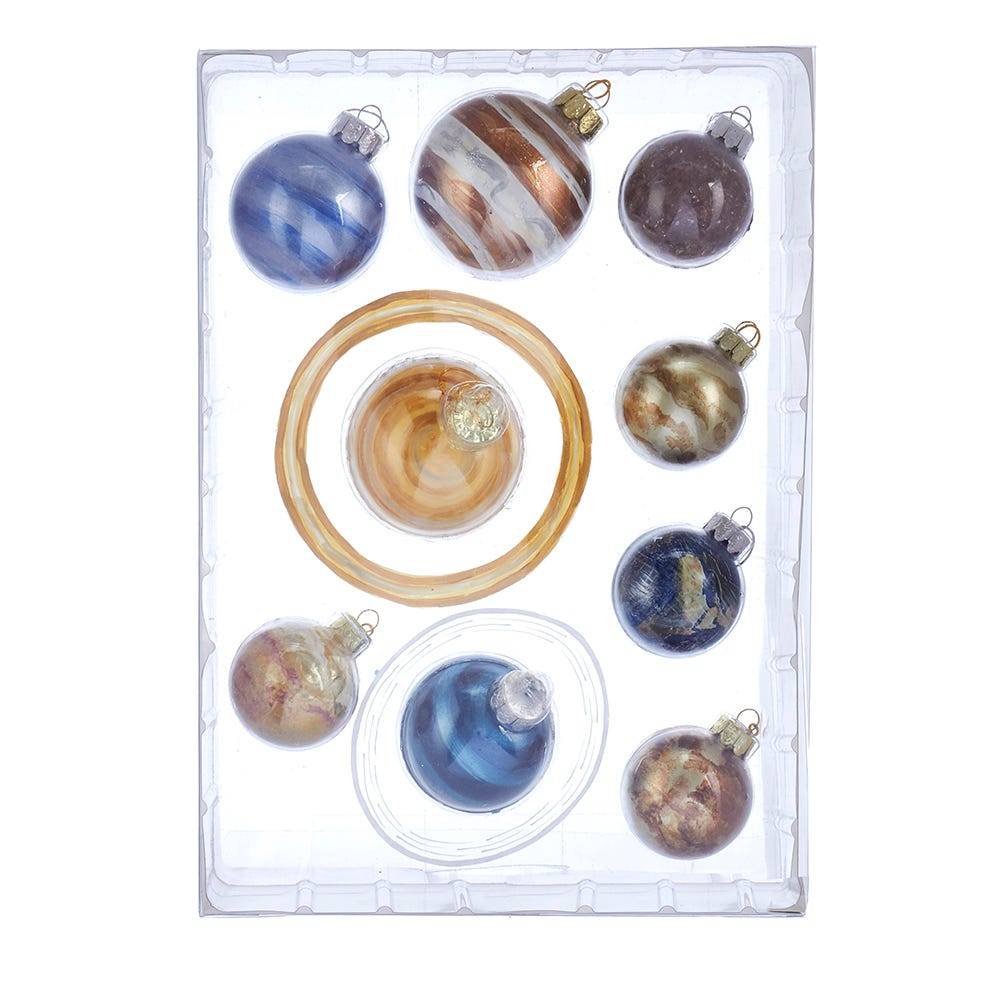 Kurt Adler 50-70MM Noble Gems Planet Solar System 9-Piece Set