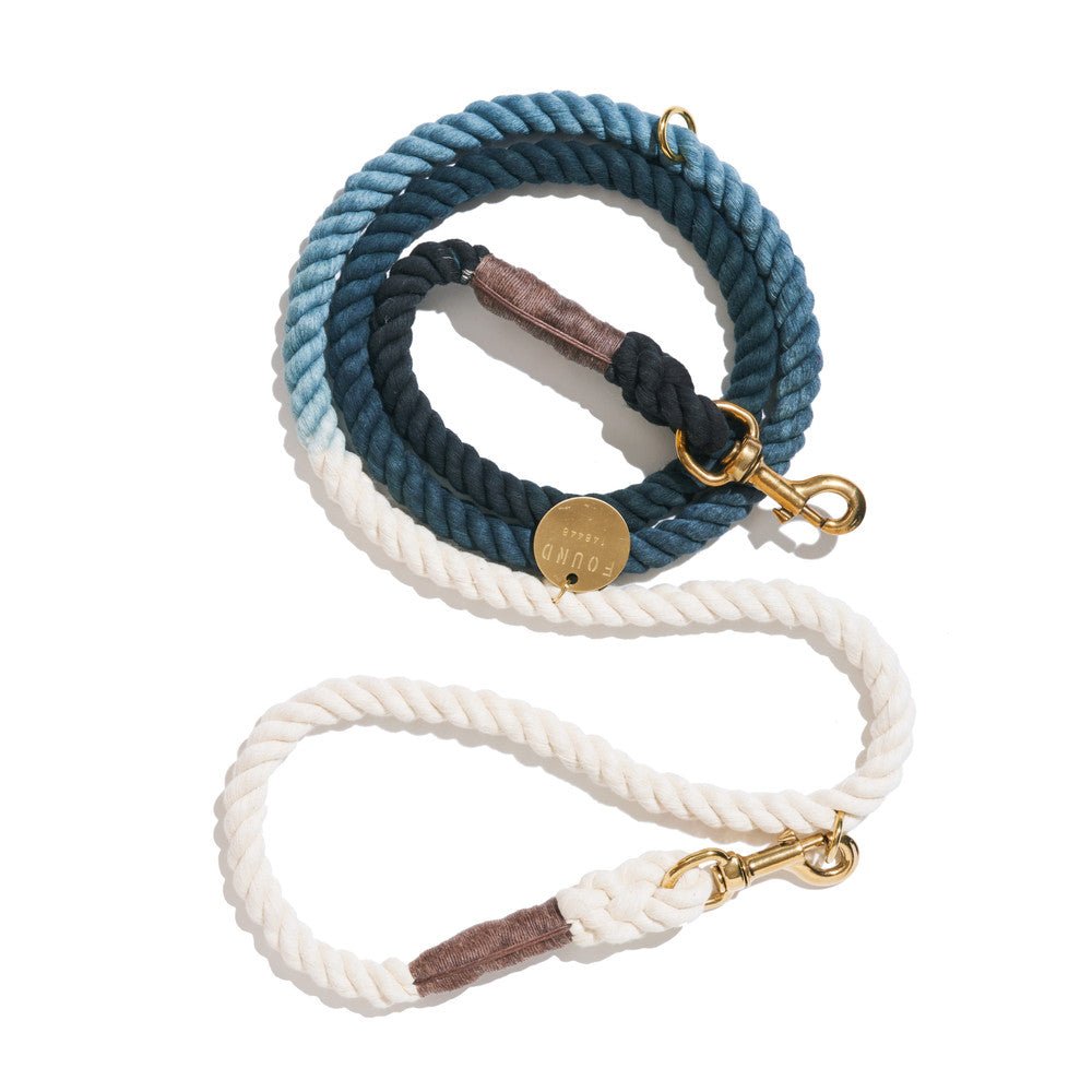 New! Marine Green Cotton Rope Dog Leash | Italian Solid Bronze Bolt Snaps, Adjustable