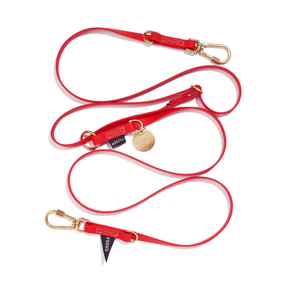 New! Water Resistant Adjustable 7ft Leash, Red | Found My Animal