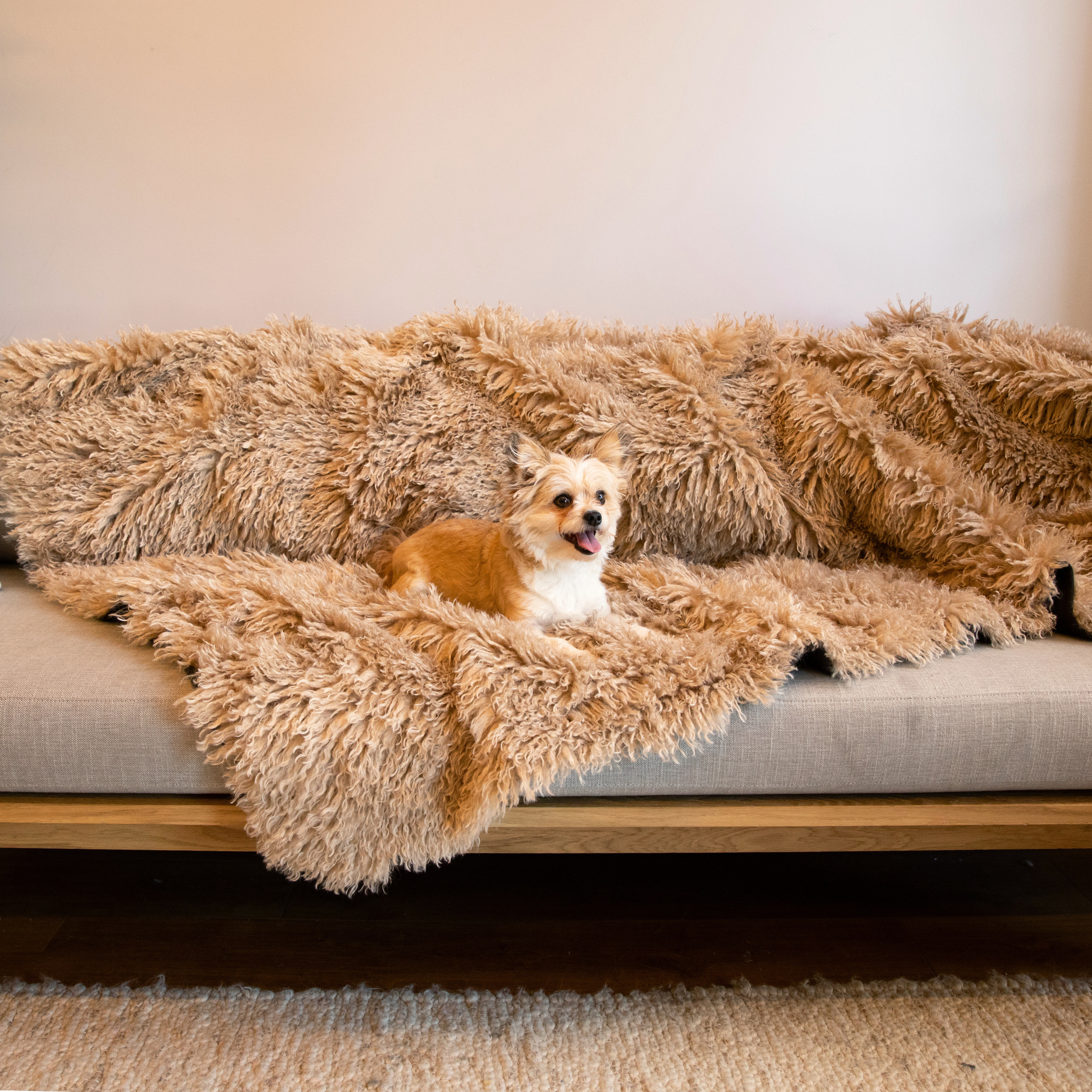 PupProtector Luxe Waterproof Faux Fur Blanket - Plush Sheep Tan