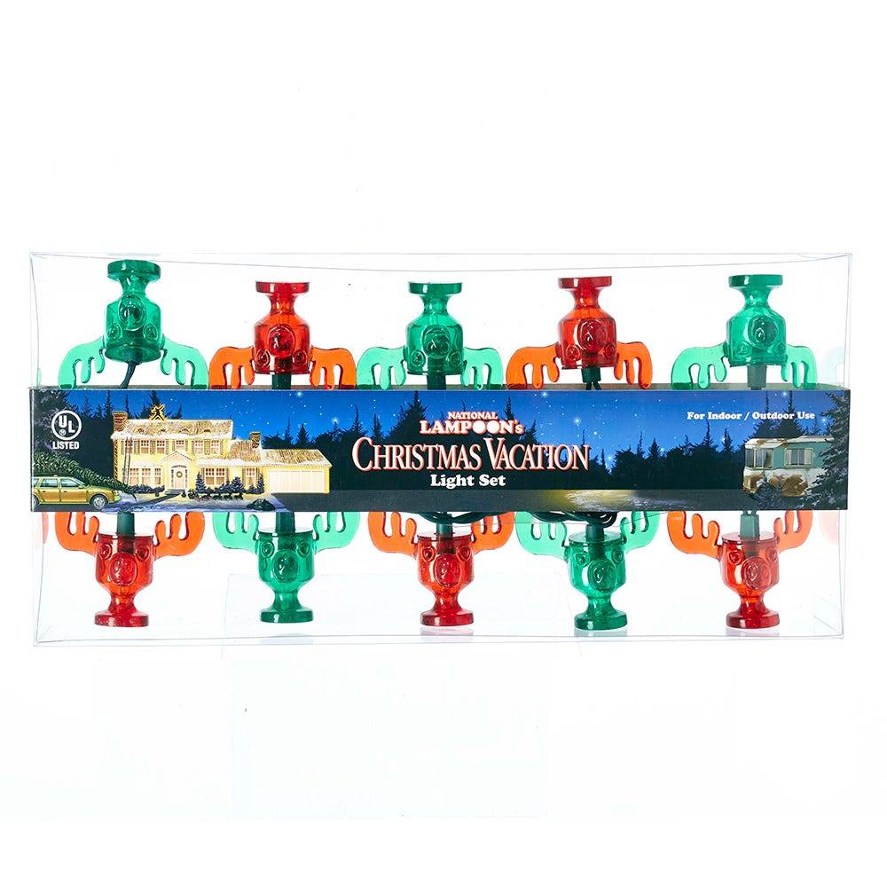 Kurt Adler 10-Light National Lampoon Red and Green Wally World Moose Mug Light Set