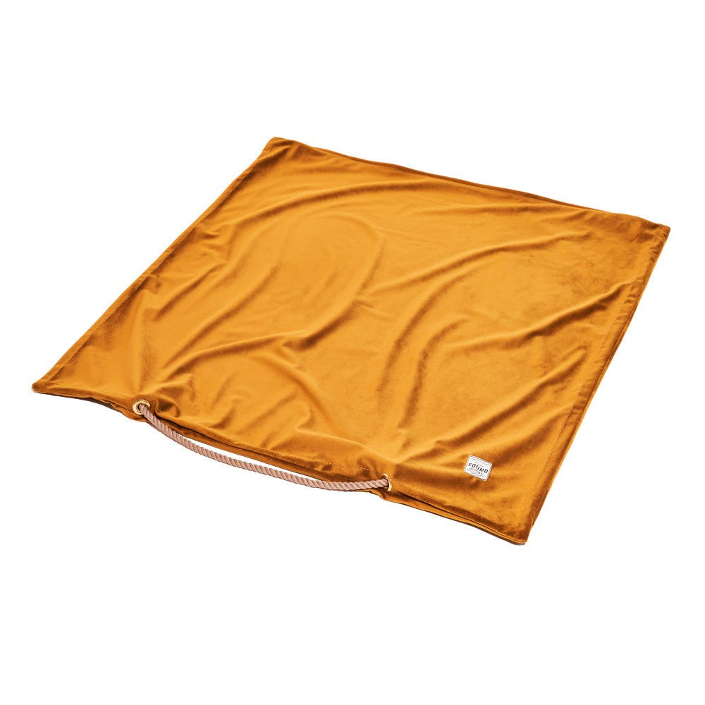 Ochre Washable Velvet Dog Bed Cover