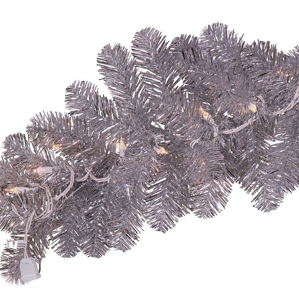 Kurt Adler 9-Foot Pre-Lit Silver Point Pine Garland