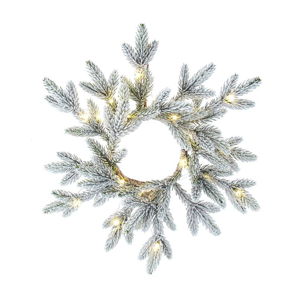 Kurt Adler 18-Inch 20-Light Battery-Operated LED Flocked Pine Wreath