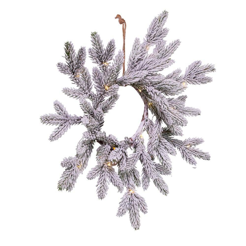 Kurt Adler 18-Inch 20-Light Battery-Operated LED Flocked Pine Wreath