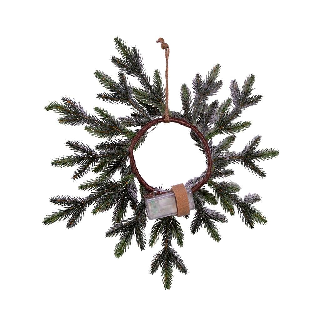 Kurt Adler 18-Inch 20-Light Battery-Operated LED Flocked Pine Wreath