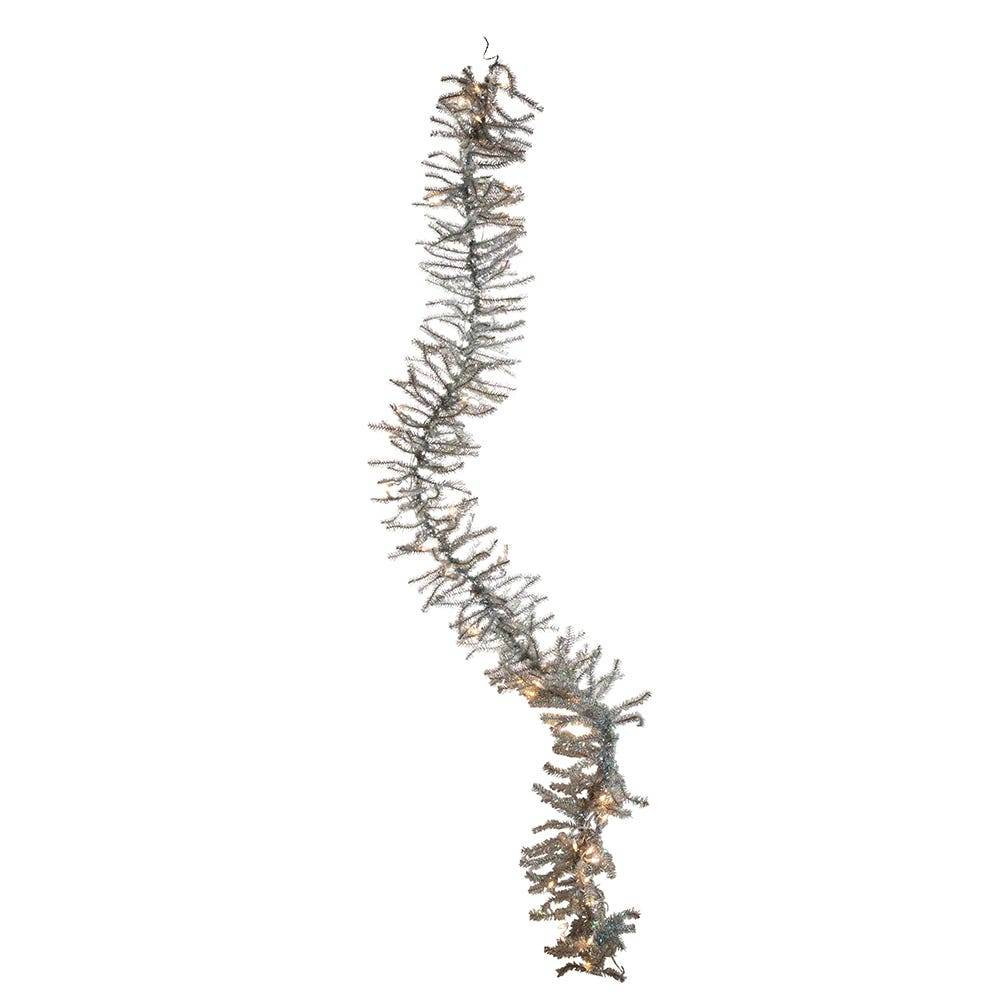 Kurt Adler 9-Foot Pre-Lit Silver Ice Garland