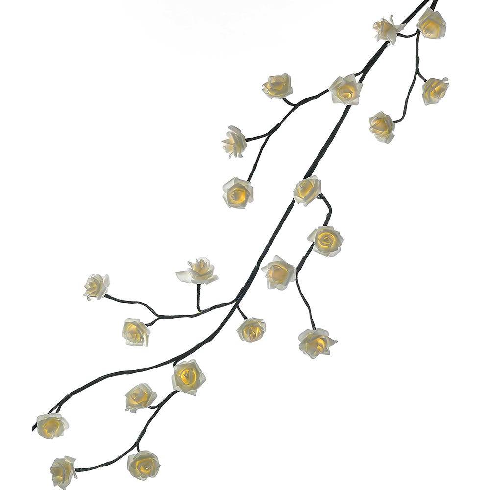 Kurt Adler 6-Foot Green Garland with 48 Warm White Rose Lights