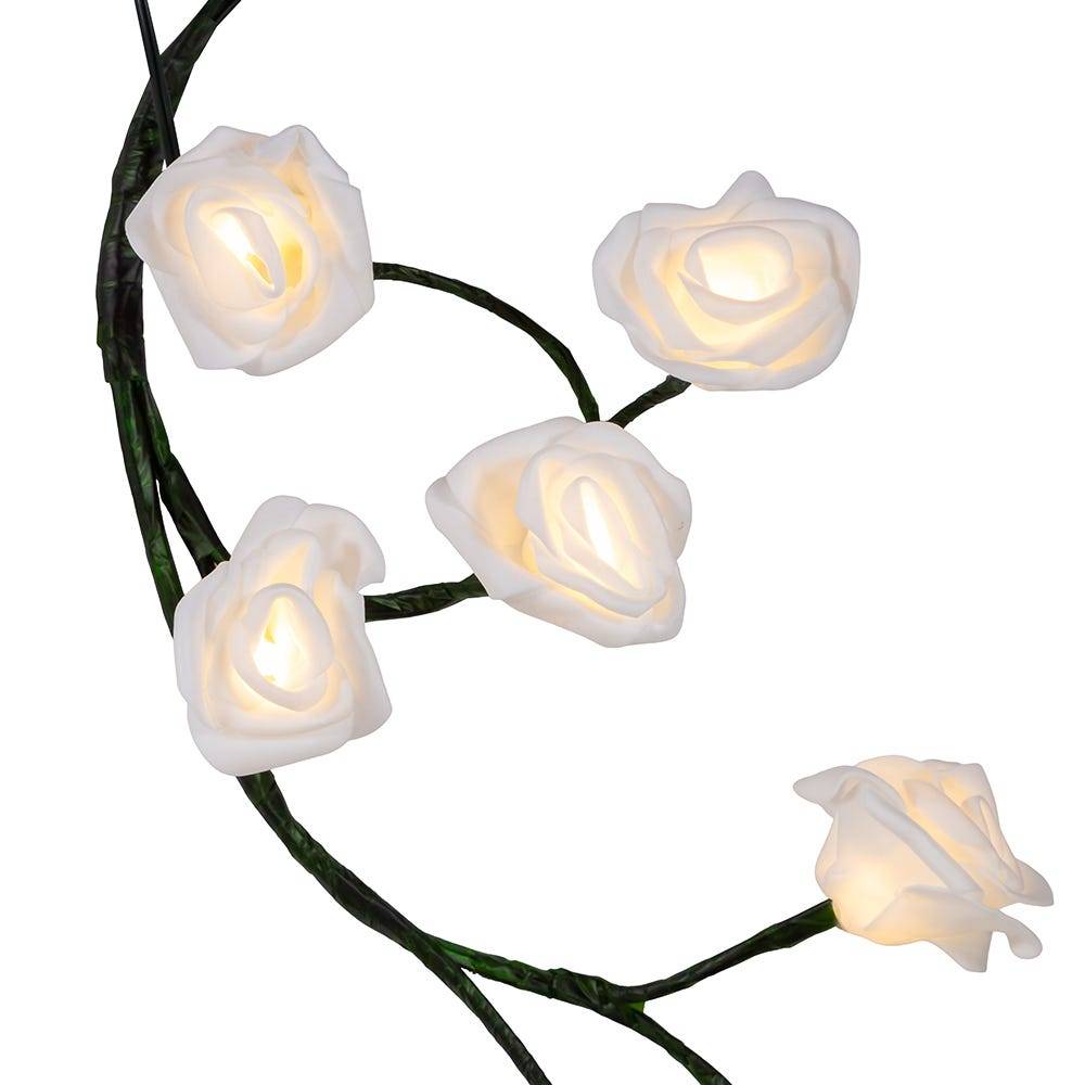 Kurt Adler 6-Foot Green Garland with 48 Warm White Rose Lights