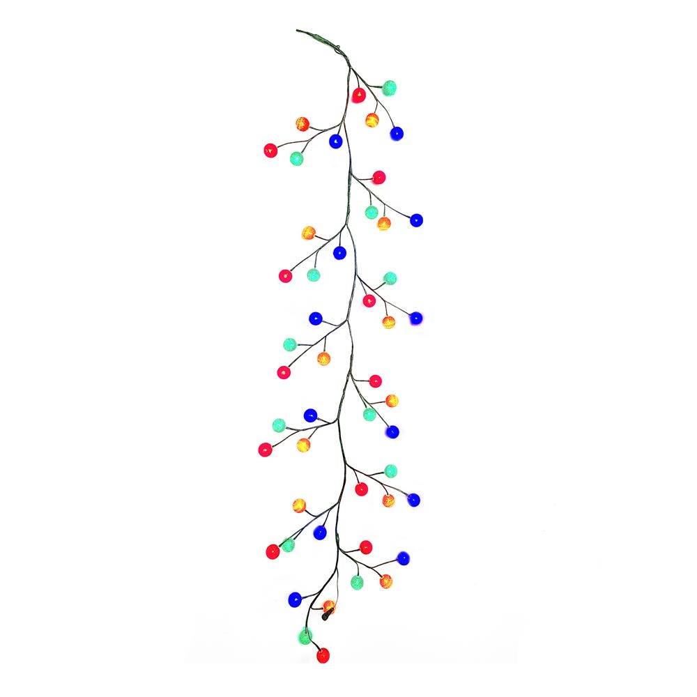 Kurt Adler 6-Foot Green Garland with 48 Multicolor LED Ball Lights