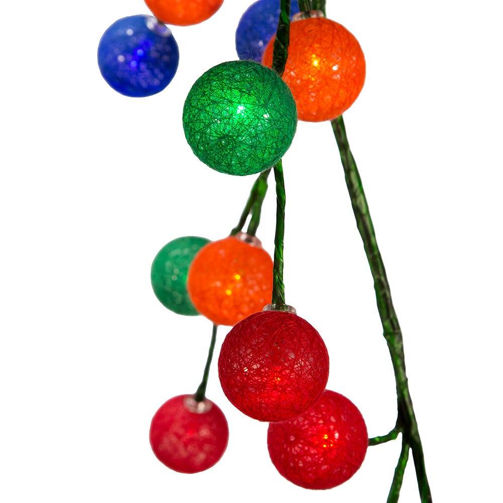 Kurt Adler 6-Foot Green Garland with 48 Multicolor LED Ball Lights