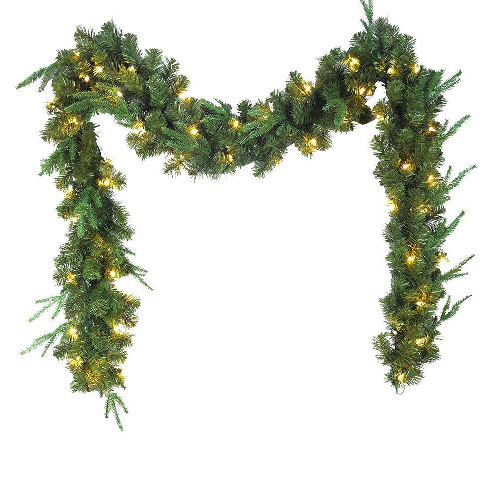 Kurt Adler 9-Foot Sierra Green Garland With 50 Warm White LED Lights