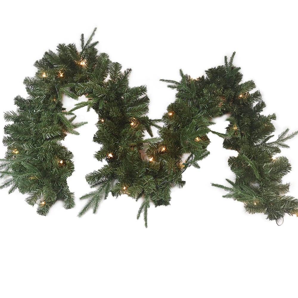 Kurt Adler 9-Foot Sierra Green Garland With 50 Warm White LED Lights