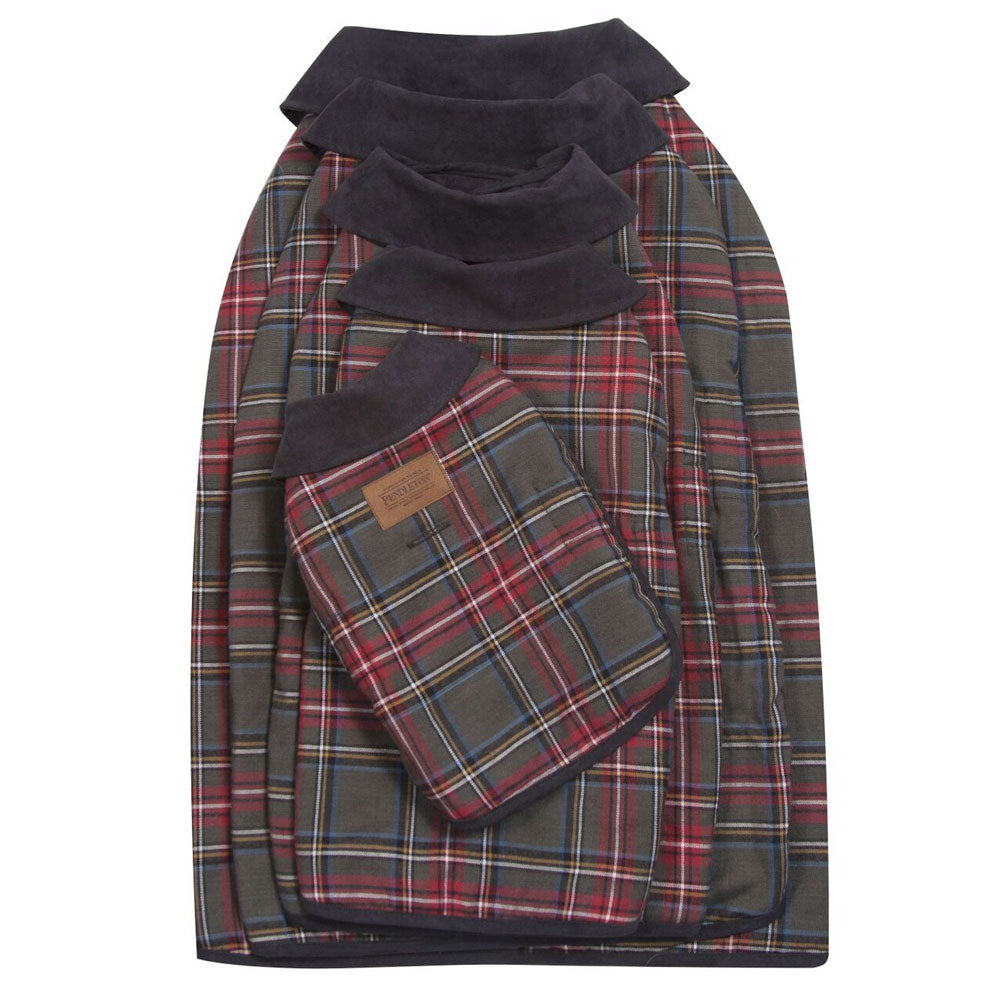 grey stewart tartan dog coat