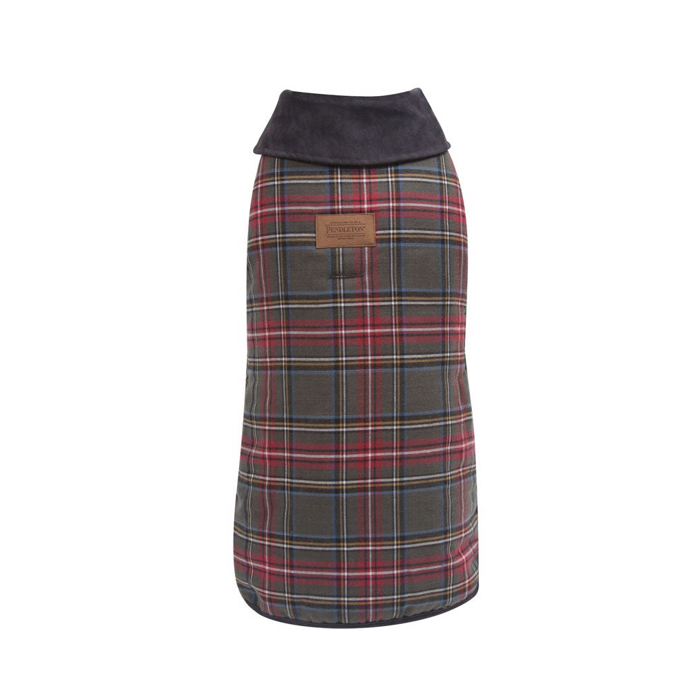 grey stewart tartan dog coat