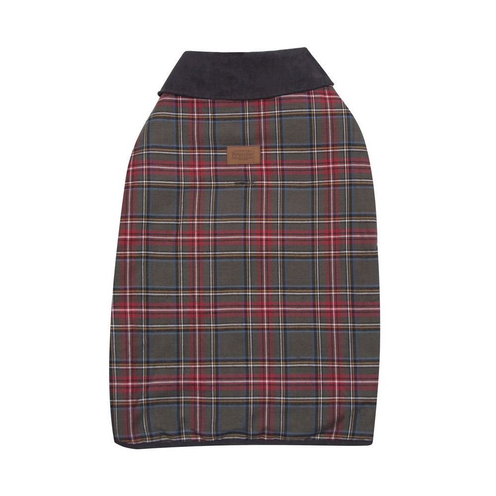 grey stewart tartan dog coat